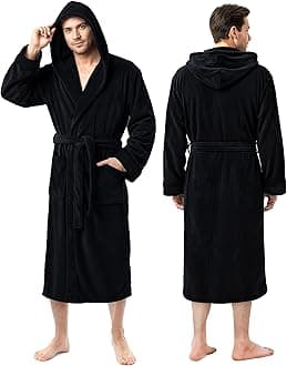 mens Ny Threads Hooded Bathrobe Fleece Hooded Bathrobe