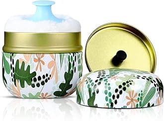 Body Powder Case with Powder Puff Powder Container Tea Canister for Baby and Adult Body Talcum Powder Tea Box (Colorful Leaves)