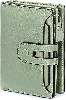 GOIACII Small Wallet Women Rfid Blocking Genuine Leather Compact Bifold Card Holder for Women with Zipper Coin Pocket 2 ID Windows