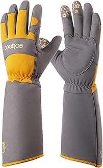 COOLJOB Thorn Proof Rose Pruning Garden Gloves for Women, Long Sleeve Padded Yard Work for Bush, Blackberry, Cactus, Heavy Duty/Puncture Resistant/Machine Washable, Medium, Yellow