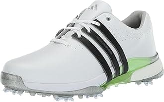 adidasMen’s Tour360 24 Golf Shoes, Footwear White/Core Black/Green Spark, 9 Wide