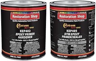 Gray Epoxy Primer/Sealer 2.1 VOC (1 Quart Kit) Anti-Corrosive DTM High-Performance Primer for Automotive and Industrial use Kit = 1 Pint Epoxy Primer +1 Pint. Epoxy HDR. (1-1 Mix)