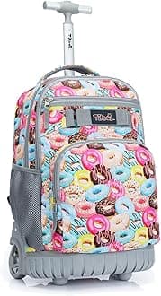 Tilami Rolling Backpack 18 Inch Wheeled Backpack School College Student Travel Trip Boys And Girls, Doughnut, One_Size, Laptop (Multicolor)