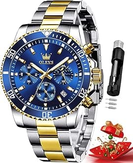 Watches for Men Classic with Date Business Dress Luxury Big Face Green/Black/Blue Waterproof Luminous Mens Wristwatch Analog Two Tone Stainless Steel Male Watch