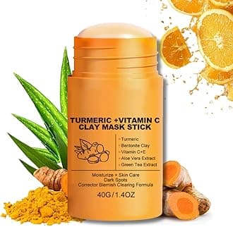 Turmeric Clay Mask,Turmeric Vitamin c Face Mask Stick, Clay Face Mask,Turmeric Mask Stick for Pores Deep Cleanse,Reduce Acne Dark Spots Anti-Aging,Brightening for Men & Women