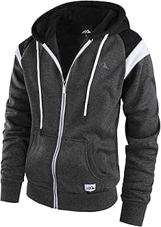 COOKFIP Men's Zip Up Color Block Hoodie Fleece Gym Workout zippered Sweatshirt Fashion Long Sleeve Hooded WIth Pocket