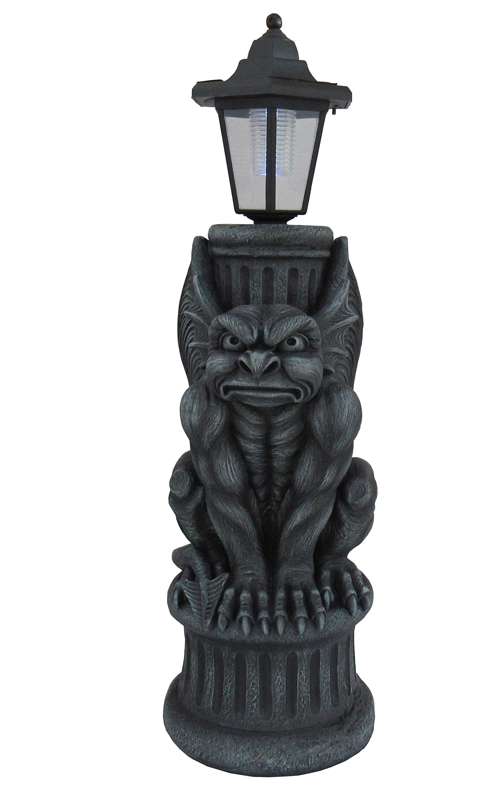 Glowing Grimace Guardian Gargoyle LED Solar Light - Majestic Gothic Decor Garden Statue - 20 Inches High - Adding Mystical Charm to Your Outdoor Sanctuary