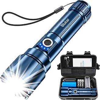 Blukar LED Torch, 20000 Lumens Super Bright Torches Led - Adjustable Focus, 5000 mAh, IP67 Waterproof, Powerful Long Lasting Handheld Flashlight for Power Cuts, Camping, Emergency-Cobalt Blue