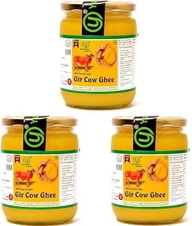Yugmantra Organic Foods Pure Natural A2 Milk Shudh Desi Gir Cow's Ghee Yellow Golden from bilona only 500 Ml x 3= 1.5 LTR Monthly Saving Pack