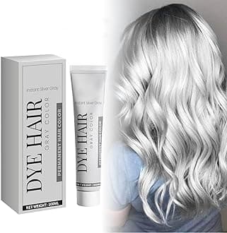 Silver Gray Natural Hair Dye Cream, Metallic Silver Gray Hair Dye, Unisex Fashion Hair Cream, Natural Hair Color, Glossy Conditioning (1PC, 100ml)