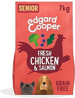 Edgard & Cooper Grain Free Dry Dog Food For Medium Breed Senior Dogs (7kg), Fresh Chicken & Salmon, Glucosamine For Aging Joints, With Broccoli, Rosehip And Turmeric, Never Meat Meal