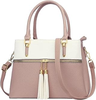 Women Satchel Bags Handle Shoulder Handbags and Purses Pockets Zipper Leather Crossbody Bags
