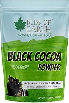 Black Cocoa Powder Natural and Unsweetened Carbon Black & Dark Roast Perfect for Cooking & Baking Cakes, Biscuits, Oreo, Chocolates, Smoothies 500GM
