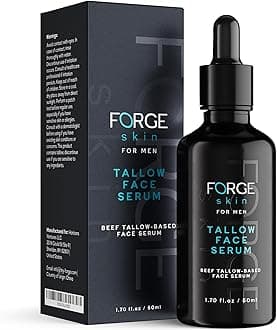 - FORGE SKIN® Night Beef Tallow Serum for Men [TALLOW-BASED] - Facial Essence for Face Wrinkles with Essential Oils - Natural Green Tea Skincare for Radiance and Skin Hydration (1.7 OZ)