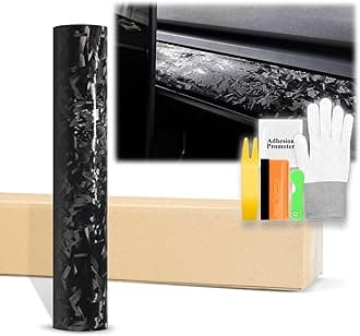 60"x720" (5FTx60FT) Matte Black 24K Chopped Forged Carbon Fiber Textured Vinyl Wrap Auto Car Sticker Decal Sticker Film Sheet Bubble Free Air Release Technology with Tool Kit