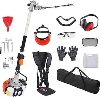 Gas Hedge Trimmer 2 Cycle with Extension Pole, 15.7-inch 26cc Gas Powered Pole Hedge Trimmer with Dual Sided Dual Action Blade, Great for Trimming Shrubs, Bushes, w/EPA, CE and EMC Certification