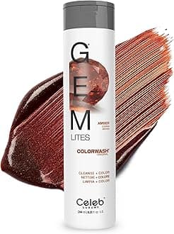 Celeb Luxury Gem Lites Colorwash, Professional Semi-Permanent Hair Color Depositing Shampoo, Amber , 8.25 Fl Oz (Pack of 1)