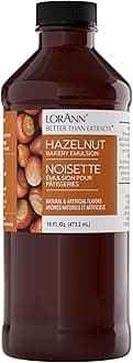 LorAnn Oils Hazelnut Bakery Emulsion: True Essence, Ideal for Boosting Fruit Tones in Cakes, Cookies & Desserts, Gluten-Free, Keto-Friendly, Extract Substitute Essential for Your Kitchen, 16 Oz