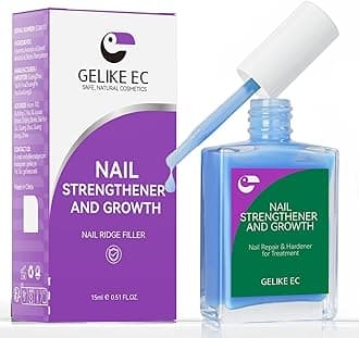 Nail Polish Strengthener and Growth Treatment: Azure Blue 15ml Gelike EC 6 in 1 Natural Nail Strengthener for Damaged Nails - Long Lasting Nail Hardener and Strengthener - For Daily Home Salon