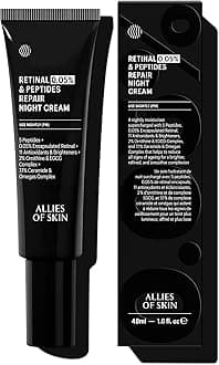 Retinal 0.05% Peptides Repair Night Cream with 0.05% Encapsulated Retinaldehyde, Peptides, 2% Ornithine, EGCG Complex, 11 Brighteners, Antioxidants, and 7.1% Ceramide & Omegas Complex