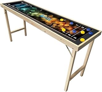 6-Foot Premium Shuffleboard Table w/Folding Legs, Pucks, and Optional LED Lights - Awesome Graphics - Choose Your Model
