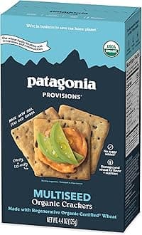 Patagonia Provisions Organic Multiseed Crackers – 3g Plant Protein Per Serving – Made with Wheat Flour & Sea Salt – Non-GMO, No Added Sugar - Crispy & Crunchy
