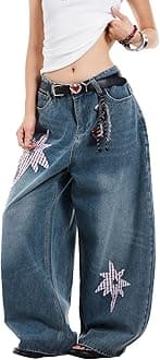 FullneatWomen's Wide Leg Jeans Y2K Retro Streetwear Extra Baggy Denim Pants