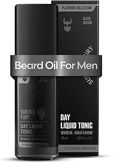 The Beard Struggle - Day Liquid Tonic Beard Oil - Platinum Collection, Surtr's Fury - Beard Oil for Men - Moisturize, Softens Hair, Reduces Itch - Day Time Beard Growth Oil (1.35 Fl oz)
