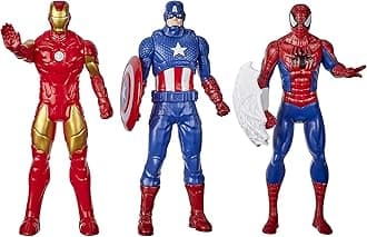 Marvel Action Figure Toy 3-Pack, 6-inch Figures, Iron Man, Spider-Man, Captain America, for Kids Ages 4&Up