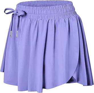 Wsirmet Flowy Shorts for Women Butterfly Shorts 2 in 1 Athletic Workout Gym Biker Running Shorts with Pockets