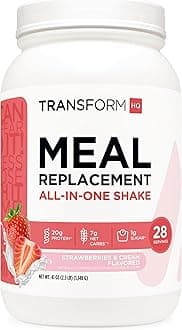 Meal Replacement Shake Powder 28 Servings (Strawberry & Cream) - Gluten Free, Non-GMO