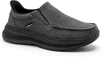 OrthoComfoot Men's Orthopedic Hands Free Slip ins Loafers with Arch Support: Comfortable Orthotic Shoes for Plantar Fasciitis, Canvas Thick Sole Walking Shoes for Foot and Heel Pain Relief