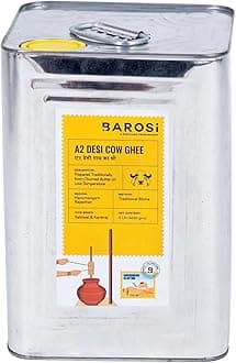 Barosi Premium A2 Cow Ghee 5 Litre | A2 Danedar Desi Ghee | Churned from Curd with Bilona Method | Pure & Aromatic | Organic, Farm Made in Small Batches