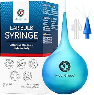 Ear Bulb Syringe Ear Wax Removal Kit, 75 ml - Translucent Bulb Ear Syringe Kit for Removing Ear Wax and Improving Hearing with Ear Cleaner Quad-stream Tip - Ear Wax Remover Ear Cleaning Kit