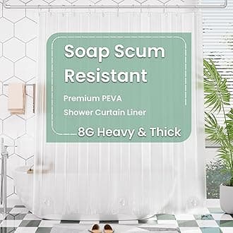 AmazerBath Frosted Shower Curtain Plastic 72x72 Inches, Heavy Duty Shower Curtain Waterproof, Thick PEVA Shower Curtains for Bathroom with 3 Big Clear Weighted Stones and 12 Rustproof Grommets