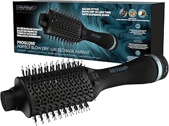 Revamp Progloss Perfect Blow Dry Volume Styler - Ceramic Barrel Hair Dryer Brush for Wet or Dry Styling, Infused with Progloss Oils for Frizz-Free Shine - Auto-Off & 9' Swivel Cord