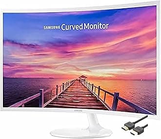 SAMSUNG 27" Curved Monitor, Widescreen LED FHD (1920x1080) Display, 4 ms Response Time, VGA D-Sub, DisplayPort, HDMI Standard, with MTC HDMI
