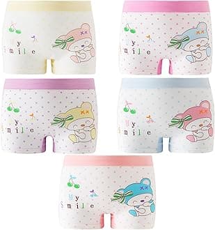 Girls Cotton Underwear Soft Boy Shorts Kids Boxer Briefs Panties(Pack of 5)