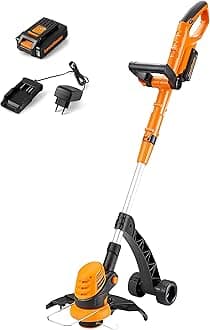 LawnMaster Cordless Grass Trimmer 24 V 2.0 Ah, Includes Battery and Charger, 25 cm Cutting Width, for Larger Areas, 2-in-1 Grass Trimmer & Edge Cutter Lawn, Rotating Trimmer Head, Telescopic Handle