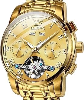 OUPINKE Men's Automatic Mechanical Watches Luxury Business Dress Self Winding Tourbillon Multifunction Calendar Date Luminous Waterproof Luxury Dress Wrist Watches