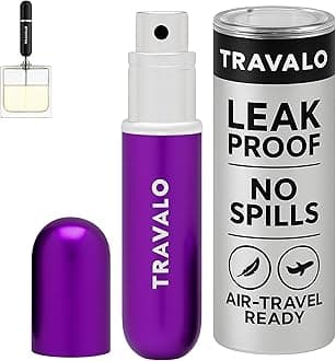Classic HD Perfume Atomizer | Genie-S TSA Approved Travel Perfume Bottle Refillable | Reusable Airtight Easy-Fill Mini Pump Sprayer | Lightweight Elegant Design w/Volume Window Purple 0.17oz