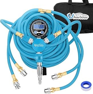 4 Tire Inflation Deflation System, 4 Tire Air Up Down System, 4 Tire Pressure Equalizer, Inflate or Deflate All 4 Tires at Once, Flexible Air Hose Fits Up to 155" Wheelbase.