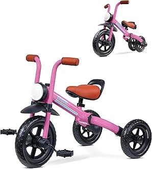 KRIDDO 2-in-1 Kids Balance Bike and Kids Tricycle for 2 to 5 Year Old, Toddler Balance Bike with Detachable Pedals, Tricycles for 3-5 Year Olds with Stitched Soft Grip, Pink