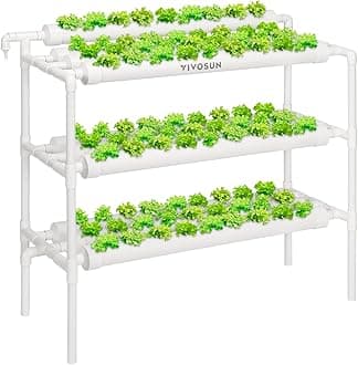 VIVOSUN Hydroponics Growing System 90 Plant Sites, 3 Layers 10 Food-Grade PVC-U Pipes Hydroponic Gardening System Grow Kit with Water Pump, Pump Timer, Nest Basket and Sponge for Leafy Vegetables