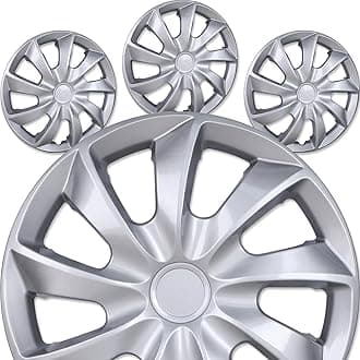 13" Premium Universal Wheel Rim Covers – Set of 4 Silver Lacquer Hubcaps,ABS&PC Material Hub Protection Accessory,Snap-on Replacement Caps for Car,Pickup Truck,SUV - 13 Inch Silver Lacquer