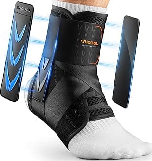 Slim-Fit Ankle Brace for Sprained Ankle, Quick Lace Up Ankle Support for Women Men with 2 Auto-Shaped Pads, Air Fabric Cool Ankle Stabilizer for Injury Recover, Running,Sports, XL(14”-15”)