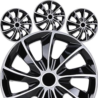 13" Premium Universal Wheel Rim Covers–Set of 4 Silver&Black Hubcaps,ABS&PC Material Hub Protection Accessory,Snap-on Replacement Caps for Car,Pickup Truck,SUV - 13 Inch Silver&Black Lacquer