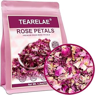 TEARELAE - Dried Rose Petals - Top-Grade Pure Natural Edible Flowers - Use for Tisanes, Baking, Candle Making, Soap Making and Handicraft - 1.3oz/37g
