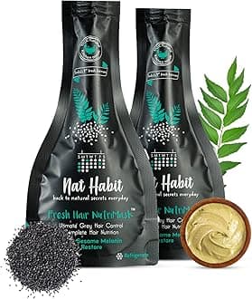 Curry Sesame NutriMask Fresh Hair Mask For Grey Hair, Conditioning, Smoothening, Strengthen & Shine, Suitable For All Hair & Scalp Types (Pack of 2 x 40 gm)