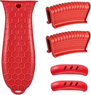 5 Pcs Cast Iron Handle Cover, Silicone Hot Handle Holder, Heat Resistant Cast Iron Skillet Covers Potholder for Frying Pans and Griddles Kitchen Supplies